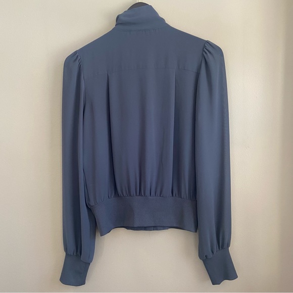 Express Ruffled Blouse Zip Up Casual Dressy Pleated Long Sleeves Size 4 - Picture 7 of 8